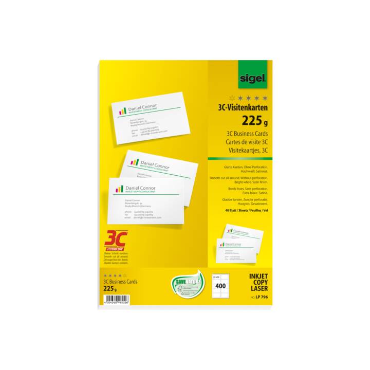 SIGEL LP796 Cartes de visite (40 feuille, A4, 225 g/m2)