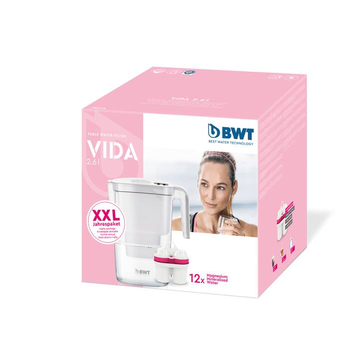 BWT Tischwasserfilter Vida XXL + 12x Filter Cartridge (1.4 l, Weiss)