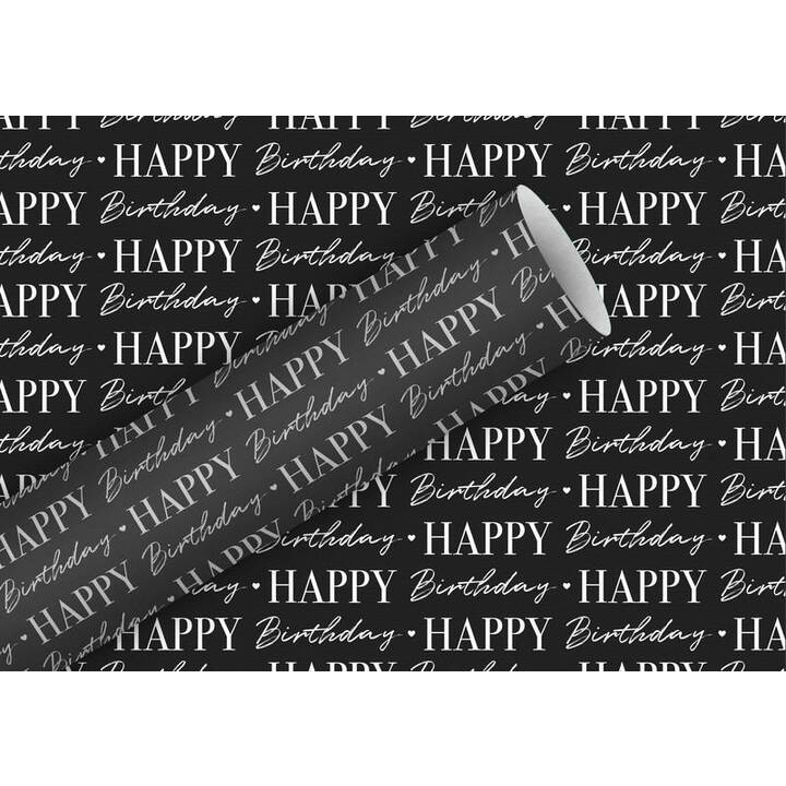 BRAUN + COMPANY Papier cadeau Happy Birthday (Noir, Texte et lettres)