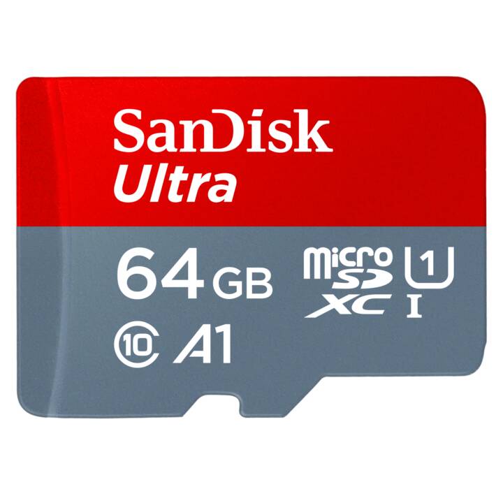 SANDISK MicroSD Ultra (UHS-I Class 1, Class 10, A1, 64 GB, 100 MB/s)