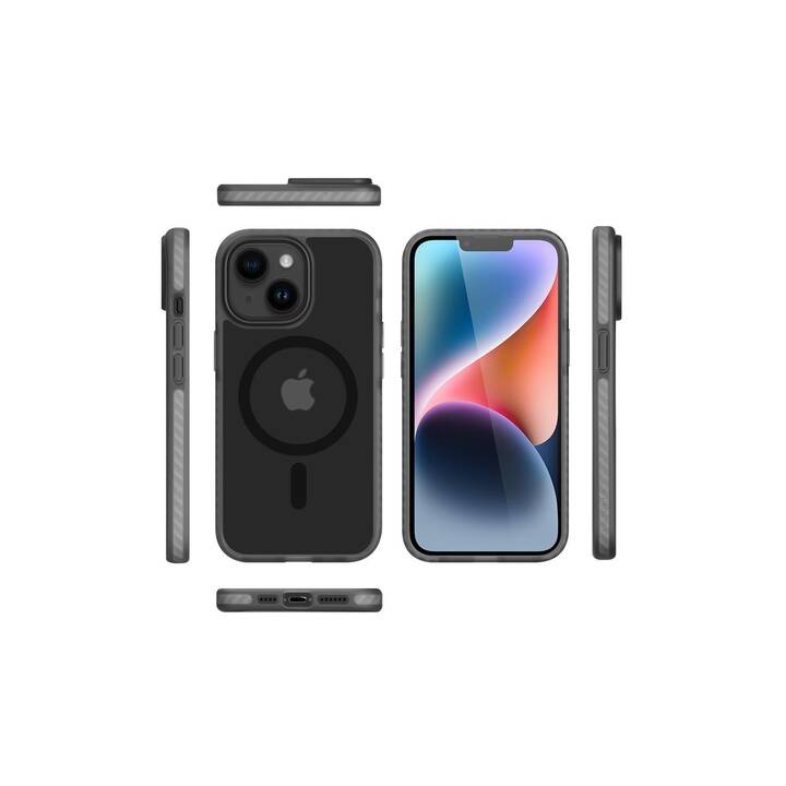NEVOX Backcover StyleShell Invisio MagSafe (iPhone 15 Plus, Transparent, Noir)