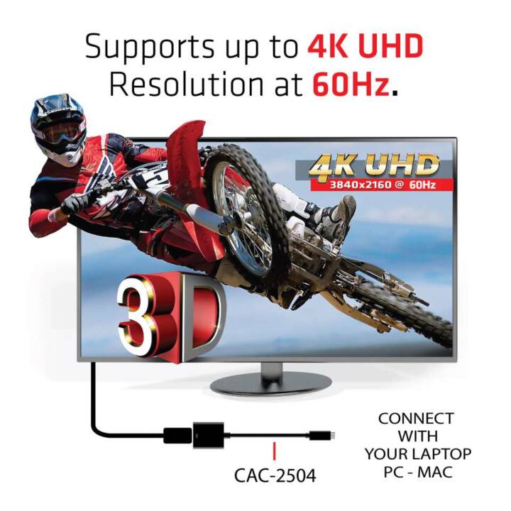 CLUB 3D UHD 4K60Hz Adapter (HDMI, USB 3.1 Typ-C, 0.15 m)