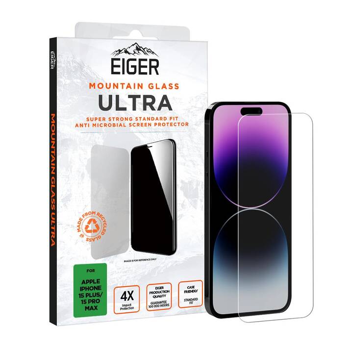 EIGER Verre de protection d'écran Ultra (iPhone 15 Pro Max, iPhone 15 Plus, 1 pièce)