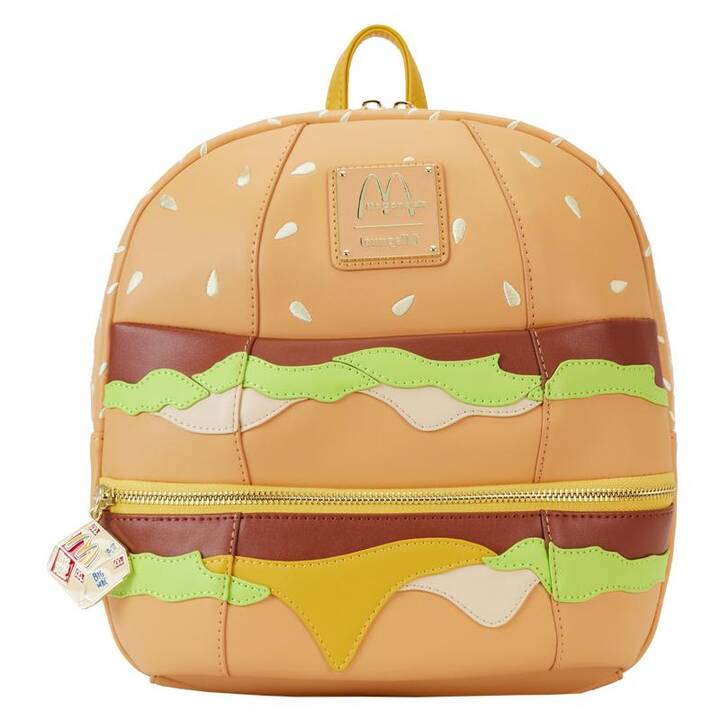 LOUNGEFLY McDonald's: Big Mac Rucksack (Lebensmittel, Gelb, Beige, Braun, Grün, Weiss)