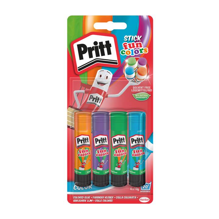 PRITT Colle en bâton Fun Colors (40 ml, 4 pièce)