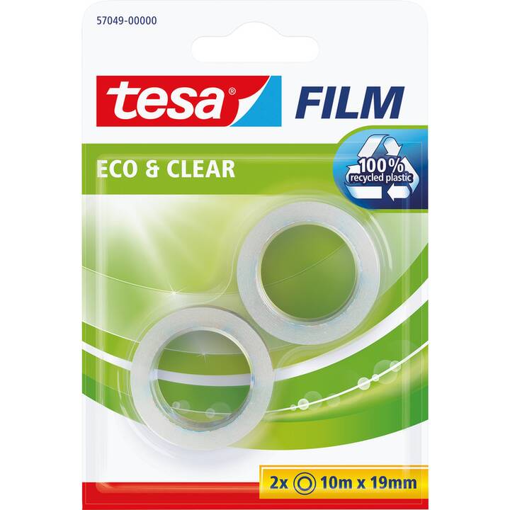 TESA Ruban adhésif de bureau Eco & Clear (19 mm x 10 m, 2 pièce)
