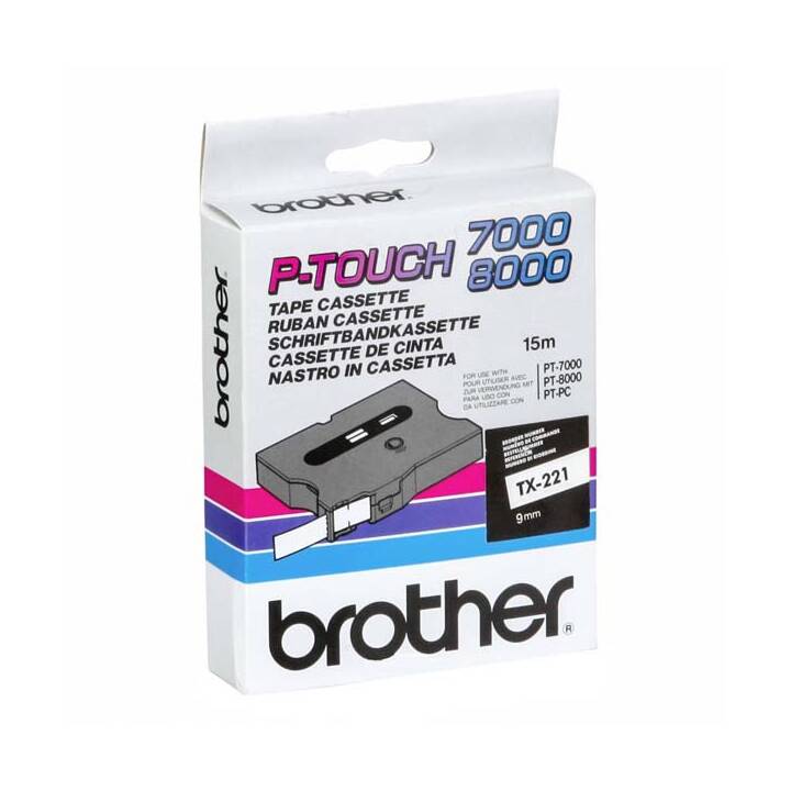 BROTHER PT-8000 Ruban d'écriture (Noir / Blanc, 9 mm)