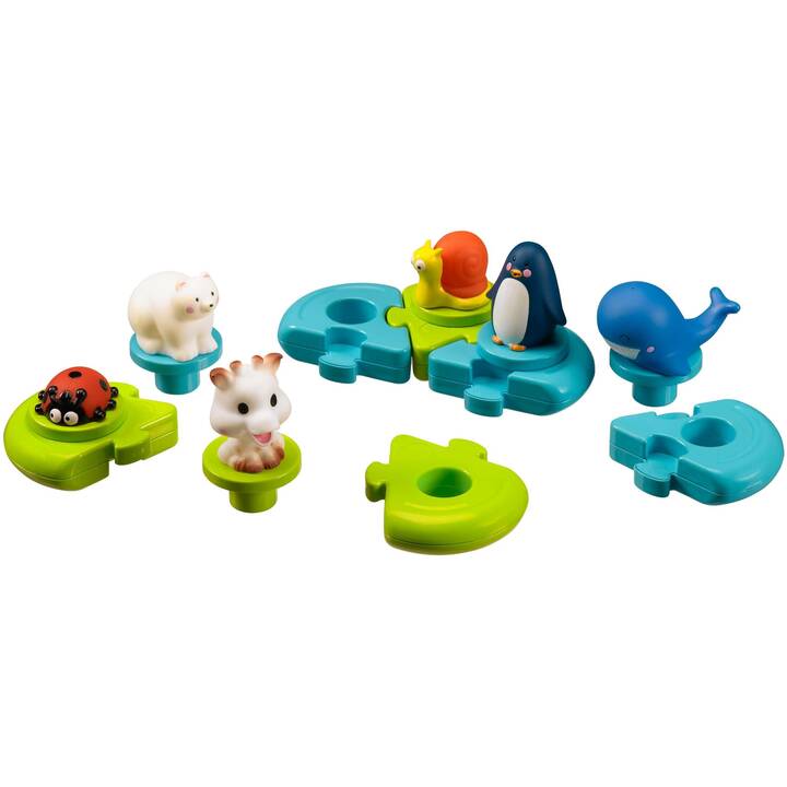 SOPHIE LA GIRAFE Badespielzeug Set (Pinguin, Schnecke, Giraffe, Eisbär, Wal)