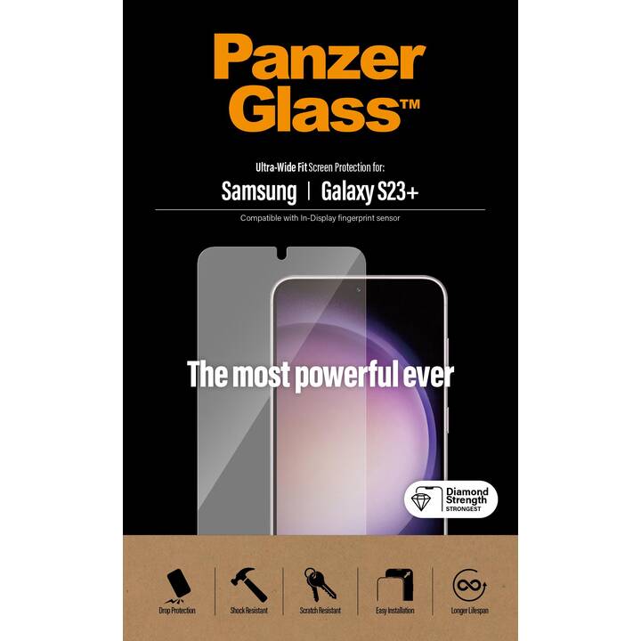 PANZERGLASS Verre de protection d'écran Ultra Wide Fit (Galaxy S23+, 1 pièce)