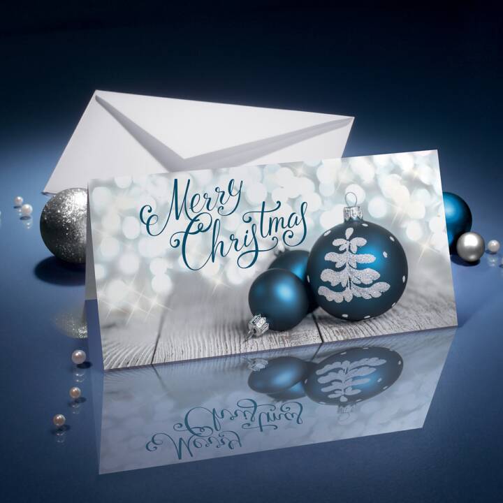 SIGEL Carte de Noël Delightful Christmas (Noël / Avent, A6, Bleu, Argent)