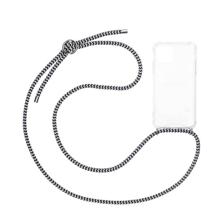 URBANY'S Backcover avec cordon Hypnotic Zebra (iPhone 14, Transparent, Blanc, Noir)