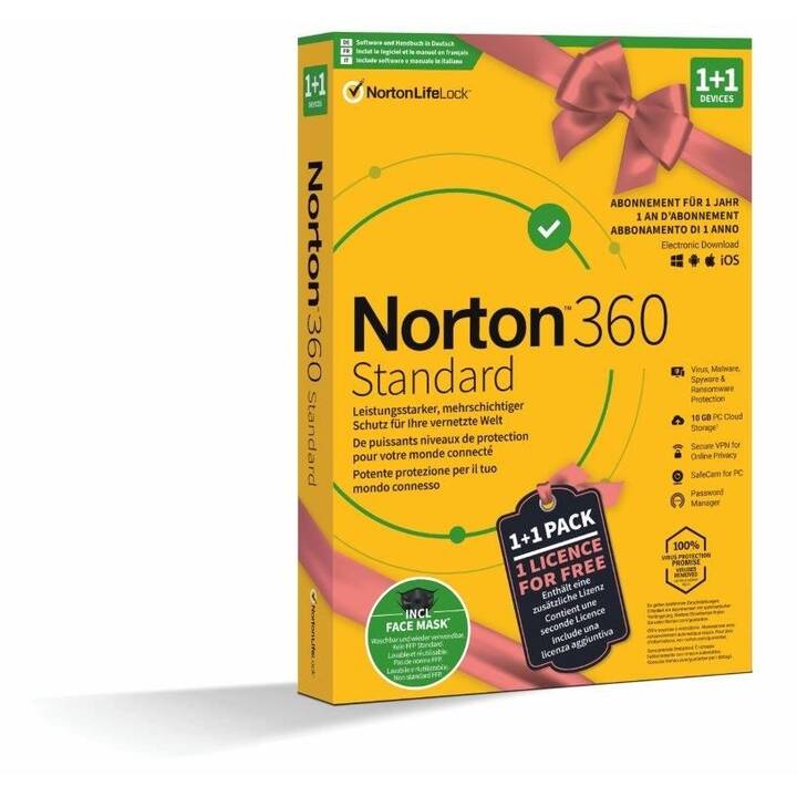 NORTON 360 Standard 1+1 (Licence, 2x, 1 année, Français, Allemand, Italien)
