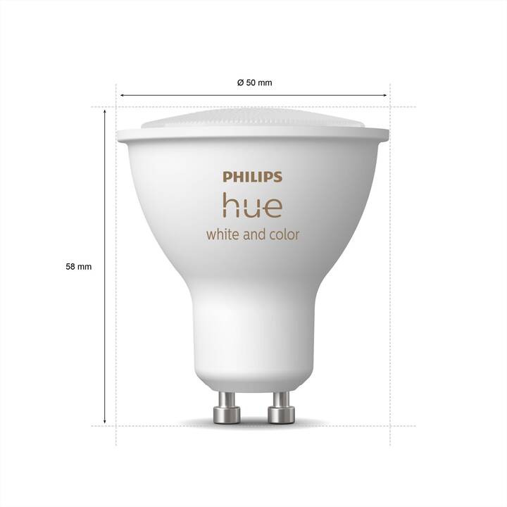PHILIPS HUE Lampadina LED White & Color Ambiance (GU10, Bluetooth, 5.7 W)