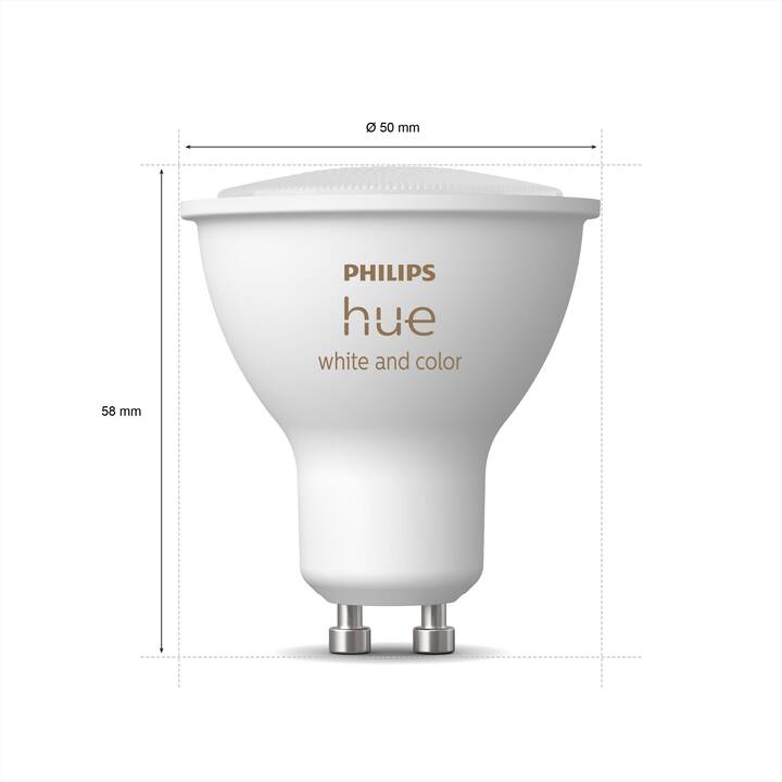 PHILIPS HUE LED Birne White & Color Ambiance (GU10, Bluetooth, 5.7 W)