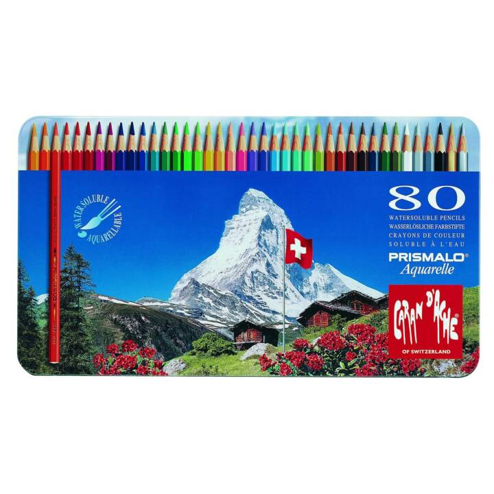 CARAN D'ACHE Matite colorate acquerellabili Prismalo (Multicolore, 80 pezzo)