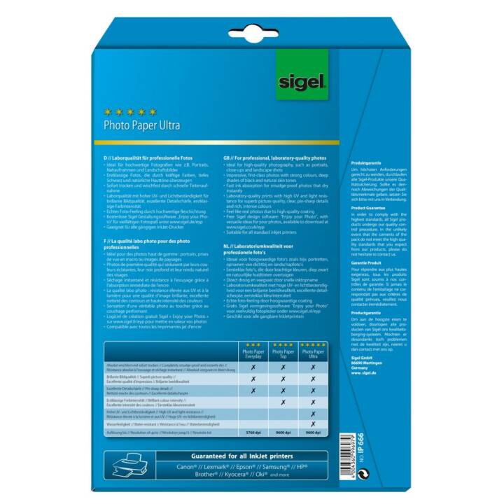 SIGEL Ultra Fotopapier (20 Blatt, A4, 190 g/m2)