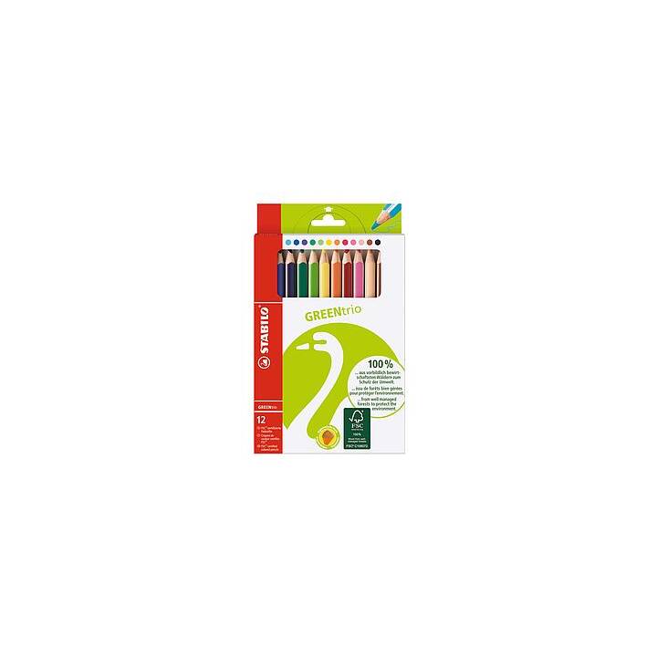 STABILO Crayons de couleur Green Trio (Multicolore, 12 pièce)