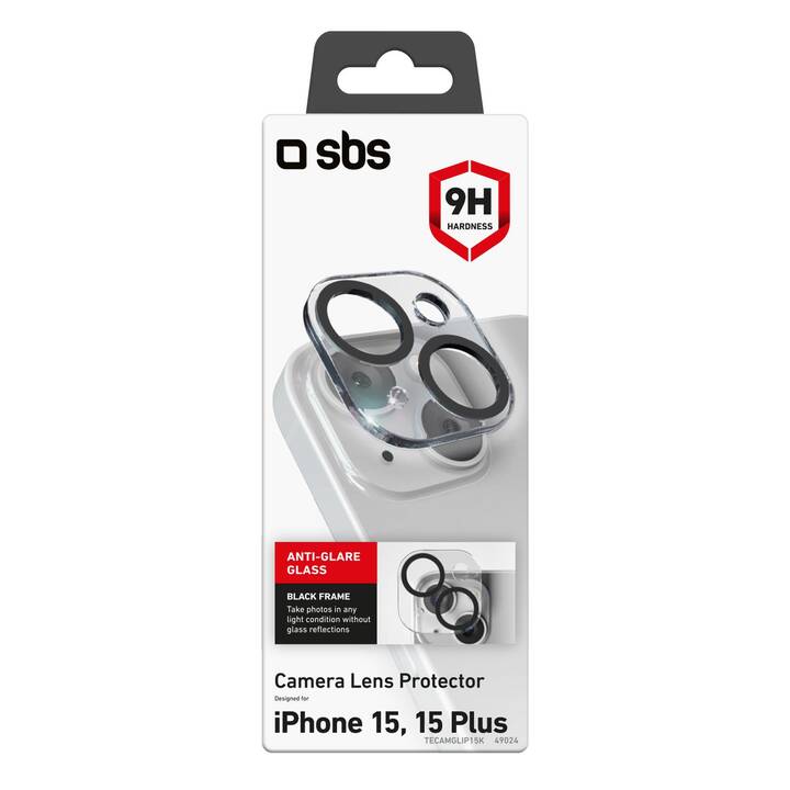 SBS Verre de protection de l'appareil photo (iPhone 15, iPhone 15 Plus, 1 pièce)