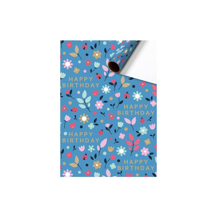 STEWO Geschenkpapier Benice (Blau, Blumen)