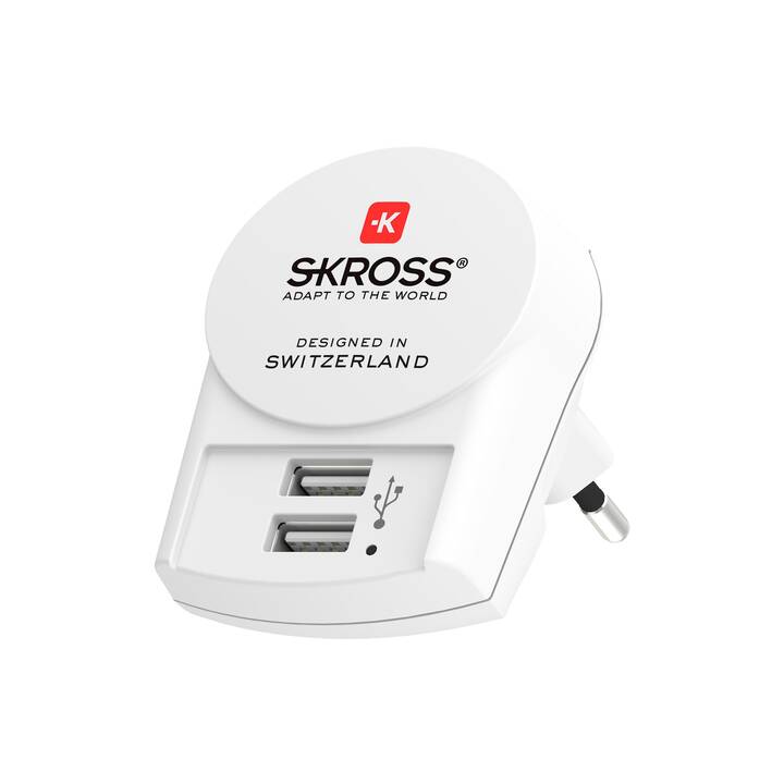 SKROSS Reiseadapter PRO+ USB (Europa, Vereinigtes Königreich, Brasilien, Italien, USA, Australien, Schweiz, China / Europa, Vereinigtes Königreich, Japan, Brasilien, Italien, USA, Australien, China, Schweiz)