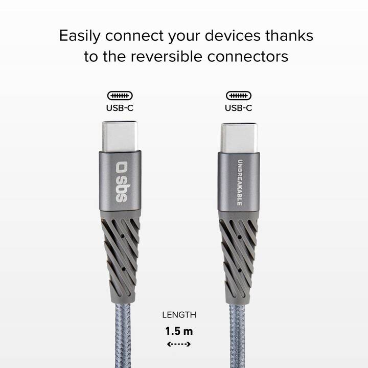 SBS Extreme Câble (USB-C fiche, 1.5 m)