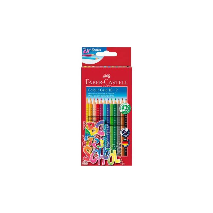 FABER-CASTELL Crayons de couleur Colour Grip (Multicolore, 12 pièce)