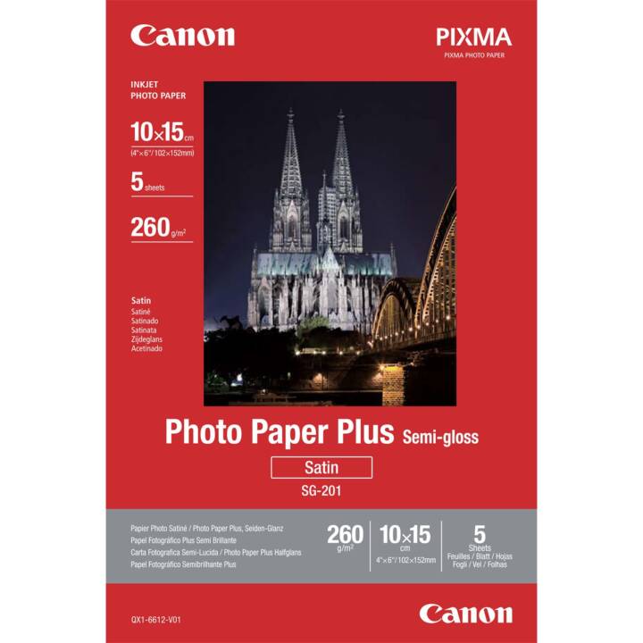 CANON Plus SG-201 Fotopapier (5 Blatt, 100 x 150 mm, 260 g/m2)
