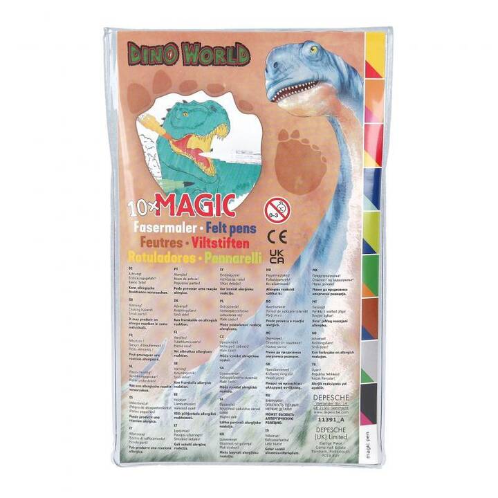 DEPESCHE Dino World Pennarello (Marrone, Multicolore, Grigio, Giallo, Blu, Arancione, Verde, Nero, Rosso, 10 pezzo)