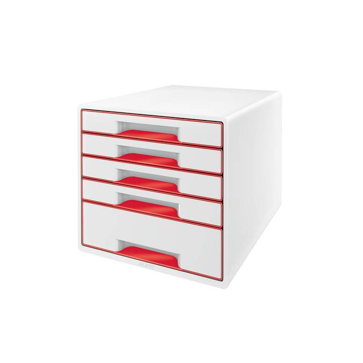 LEITZ Boite à tiroirs de bureau (27 cm  x 27 cm  x 36.3 cm, Rouge, Blanc)