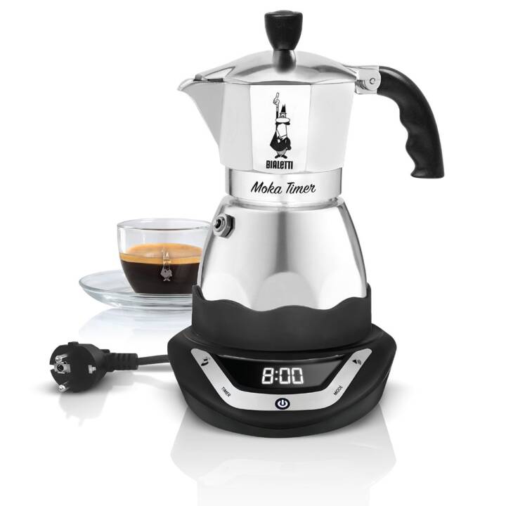 BIALETTI Moka Timer (3 Tasses, Argent, Noir)