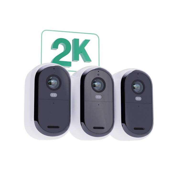 ARLO Netzwerkkamera Set Essential 2K (2. Gen.) 3 Cams + 3 Solar Panels (Bullet, MicroUSB)