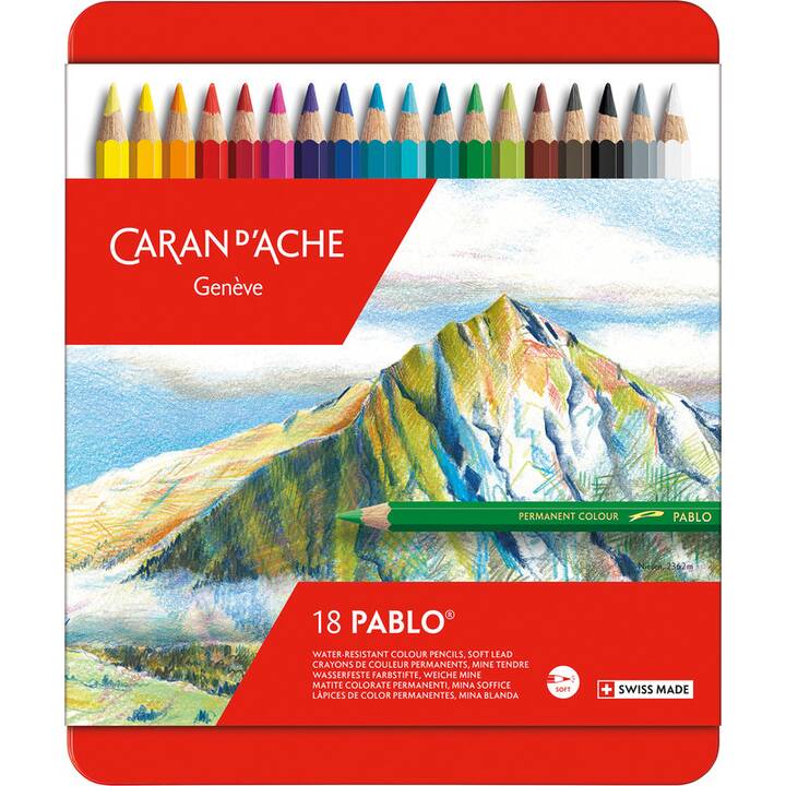 CARAN D'ACHE Crayons de couleur Pablo (Multicolore, 18 pièce)