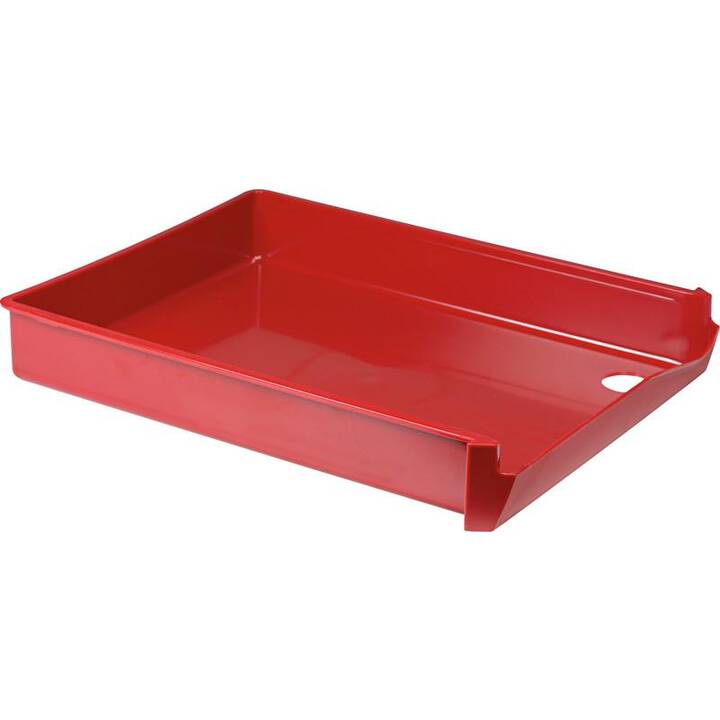 LEITZ Boite à tiroirs de bureau (A4, 28.5 cm  x 29 cm  x 35.5 cm, Argent, Rouge)