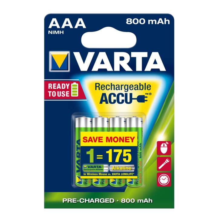 VARTA Pre-Charged Batterie (AAA / Micro / LR03, 4 Stück)