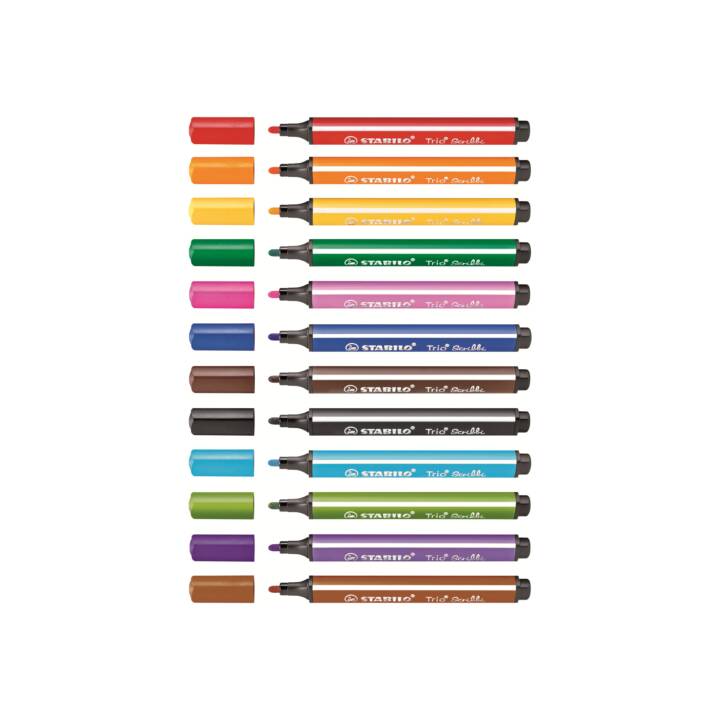 STABILO Trio Scribbi Crayon feutre (Multicolore, 12 pièce)