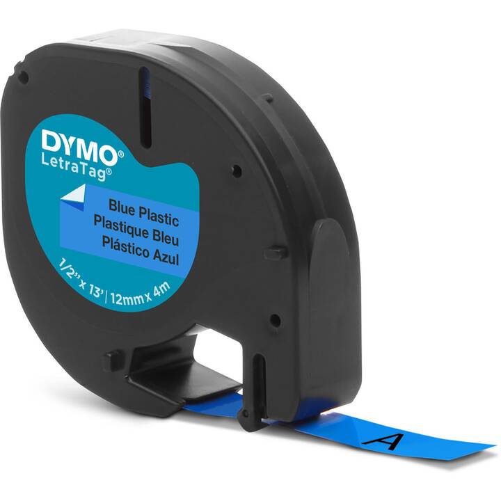 DYMO LetraTag Schriftband (Schwarz / Blau, 12 mm)