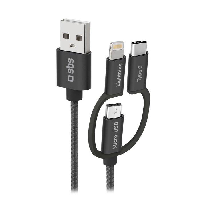 SBS Cavo (USB, MicroUSB, USB di tipo C, Spina Lightning, 1.2 m)