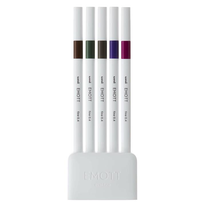 UNI Emott Vintage Crayon feutre (Brun, Pink, Gris, Mauve, Vert, 5 pièce)