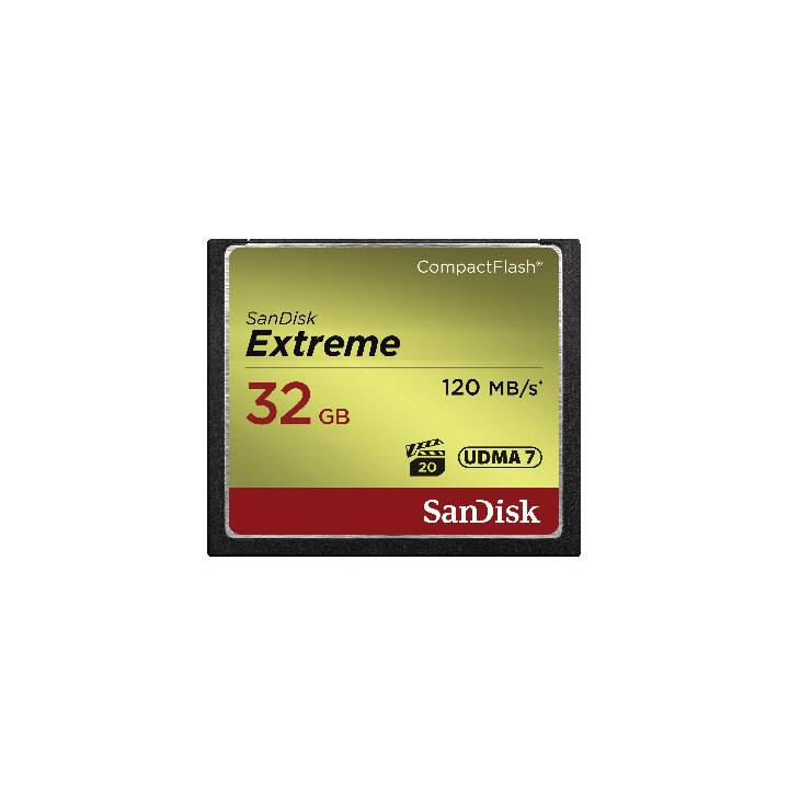 SANDISK Compact Flash Extreme (VPG 20, 32 Go, 120 Mo/s)