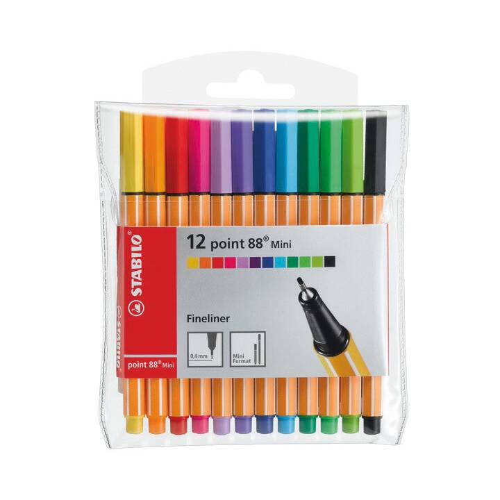 STABILO Point 88 Mini Penna a fibra (Multicolore, 12 pezzo)