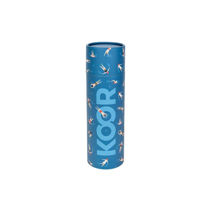 KOOR Gourde isotherme Happy swimming (500 ml, Blanc, Bleu foncé)