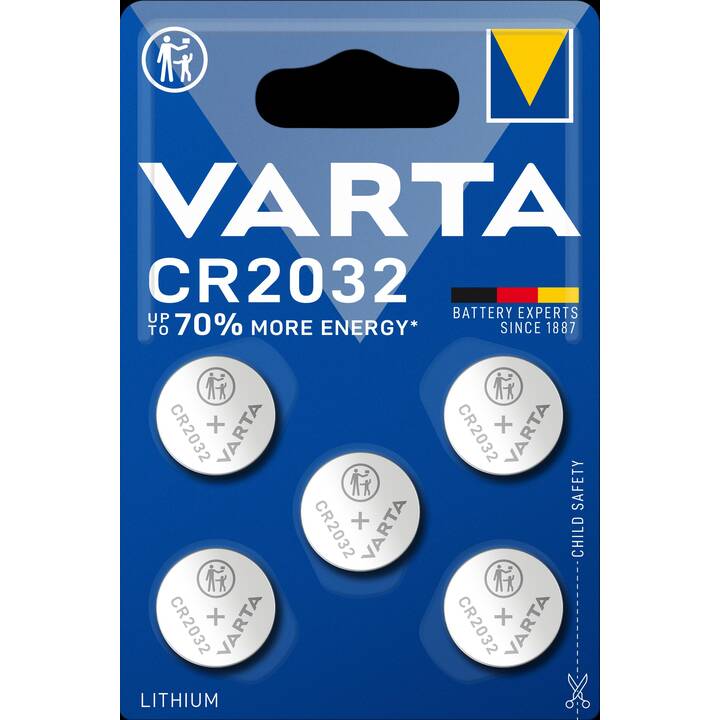 VARTA Batterie (CR2032, Universel, 5 pièce)