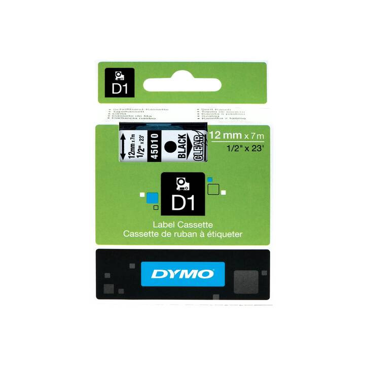 DYMO S0720500 Schriftband (Schwarz / Transparent, 12 mm)