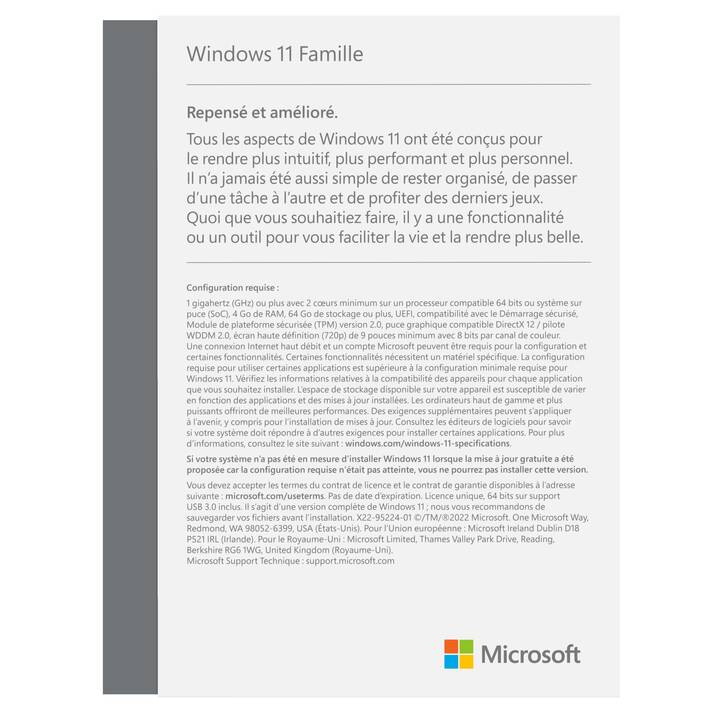 MICROSOFT Windows 11 Famille (Versione completa, Francese)