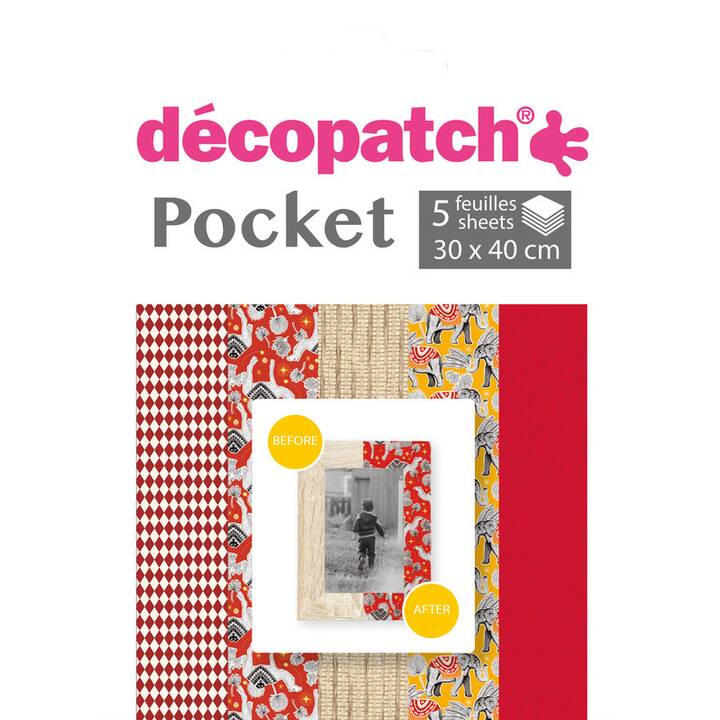 DÉCOPATCH Spezialpapier Pocket (Farbig assortiert, 5 Stück)
