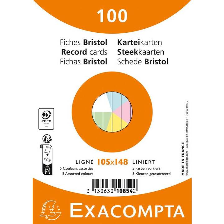 EXACOMPTA Karteikarten (A6, Liniert, 1 Stück)
