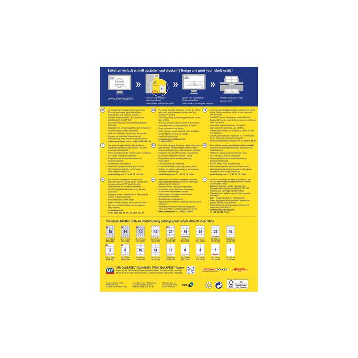 AVERY ZWECKFORM Foglie etichette per stampante (105 x 48 mm)