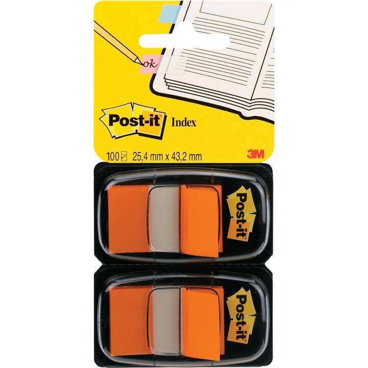 POST-IT Notes autocollantes Index (2 x 50 feuille, Orange)