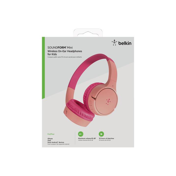 BELKIN SoundForm Mini Casque d'écoute pour enfants (On-Ear, ANC, Bluetooth 5.0, Pink)