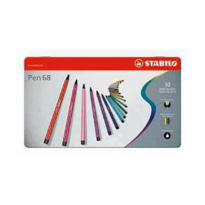 STABILO Pen 68 Crayon feutre (Multicolore, 30 pièce)